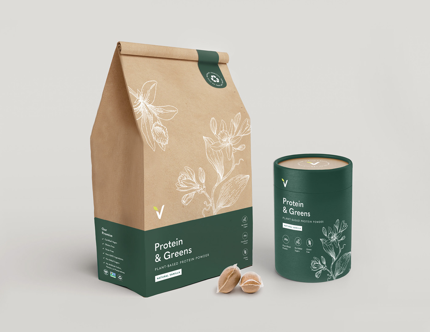 biodegradable Eco-friendly packaging ILLUSTRATION  natural packaging packaging design protein packaging  Protein Powder Sustainability Sustainable sustainable packaging