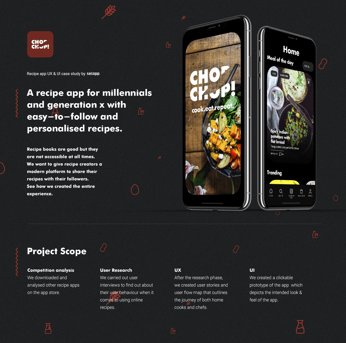 product design  ux UI branding  cooking app motion animation  Chop Chop recipe