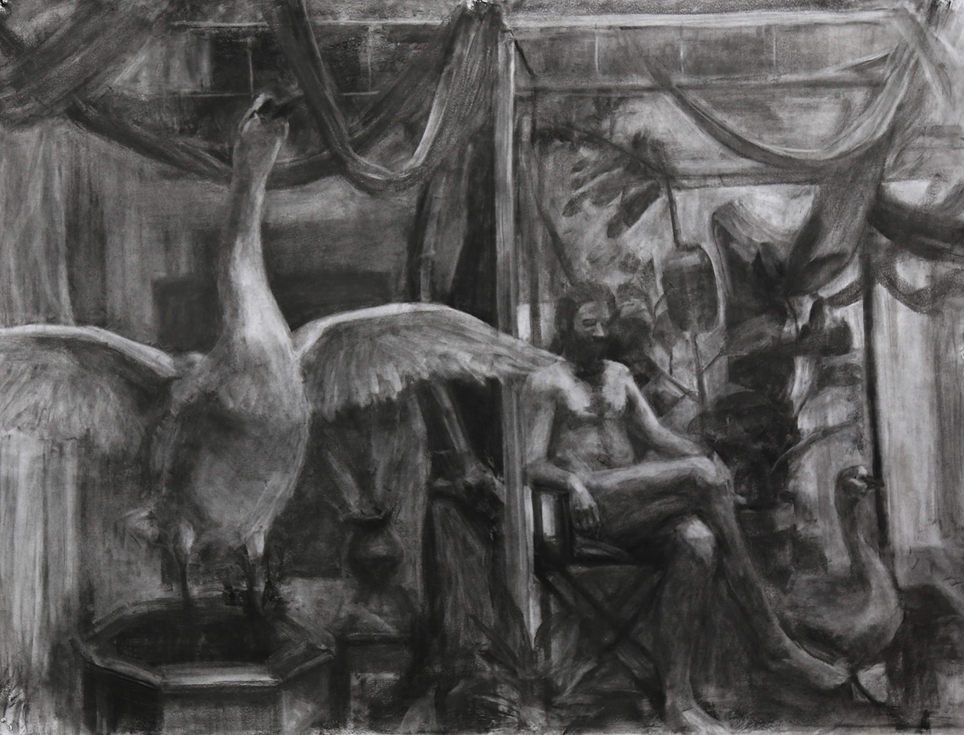 charcoal still life figures Space 