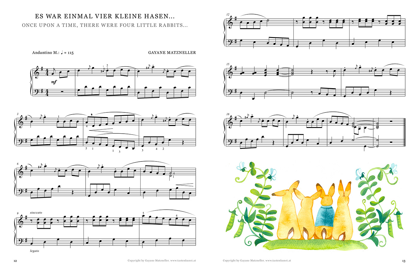 Peter Rabbit ILLUSTRATION  watercolor bunny fairytale book musical play kids Beatrix Potter piano pieces