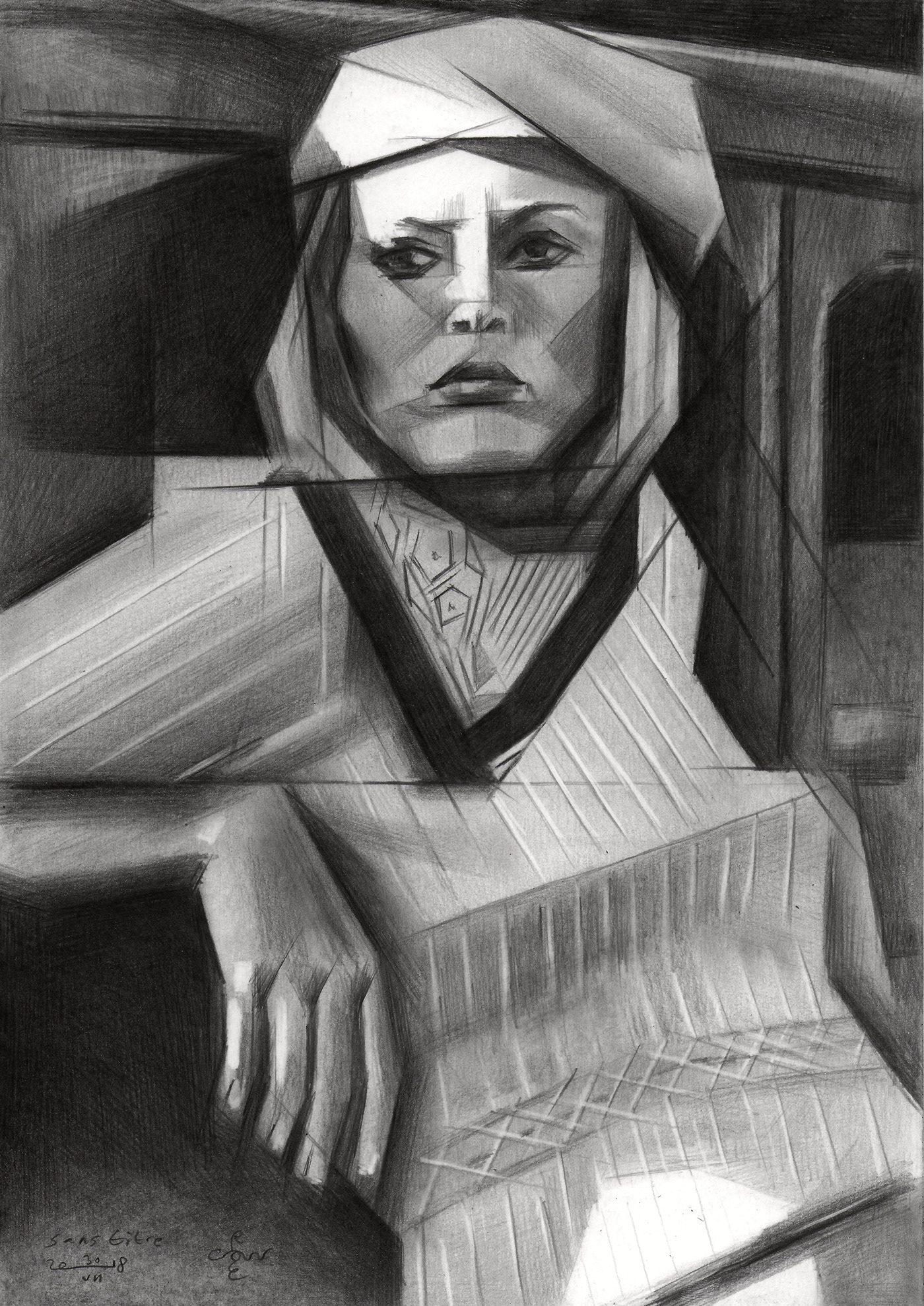 faye dunaway corne Akkers Roundism rondisme cubism Cubisme Drawing  art portrait