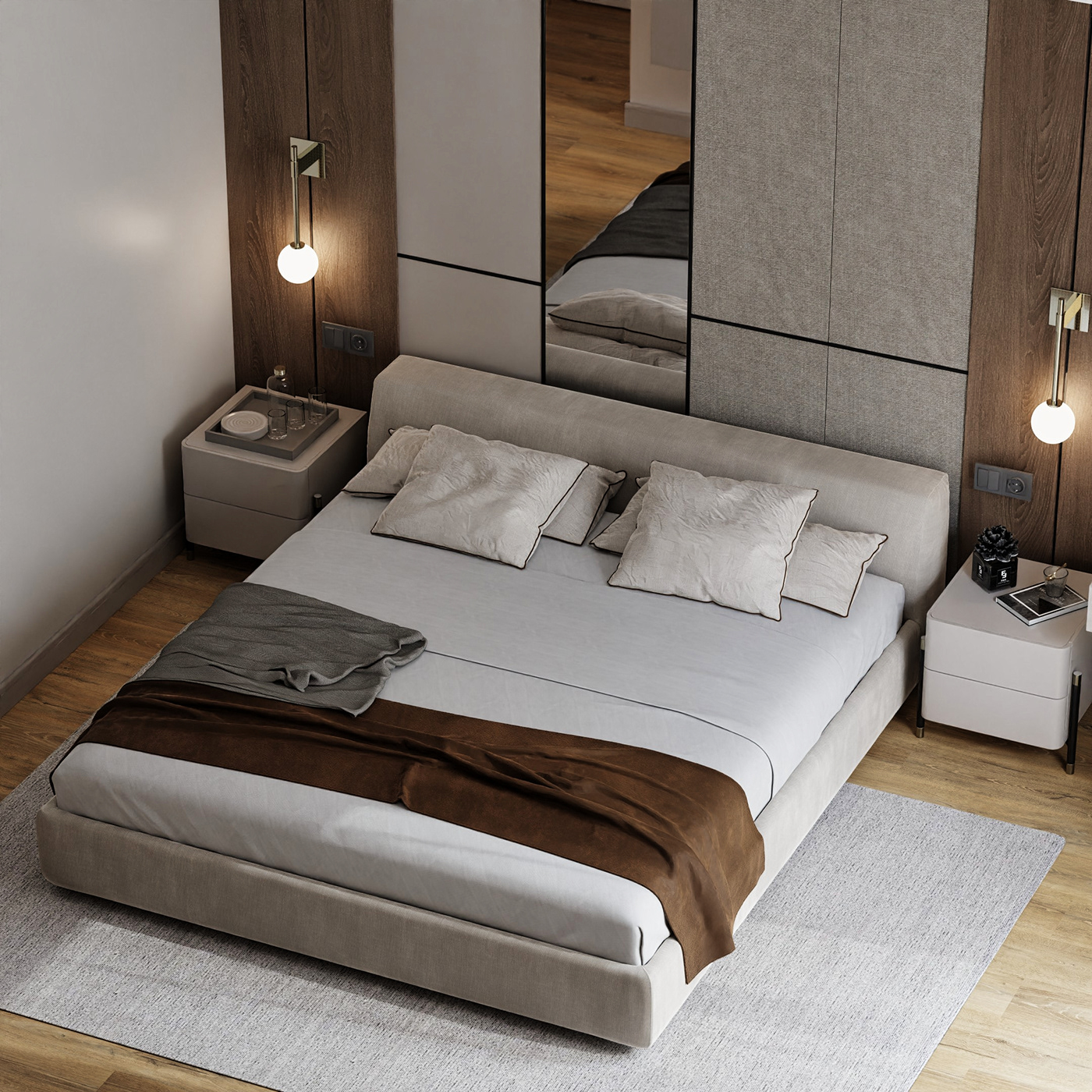 interior design  architecture Render visualization 3D modern bedroom furniture design bedroom design