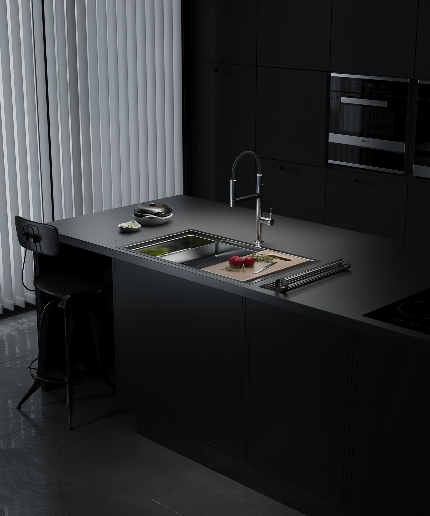 3D architecture archviz CGI corona interior design  kitchen Render Sink visualization