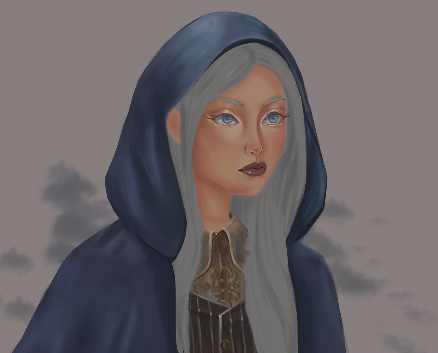 person model woman portrait beauty wizard blue gothic lantern dark