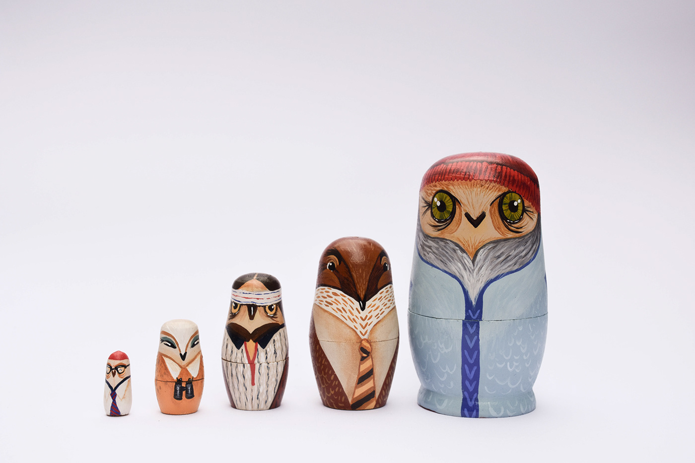wes anderson russian owl caleigh ill stacking doll nesting doll owl matryoshka set matryoshka owl wes anderson theme