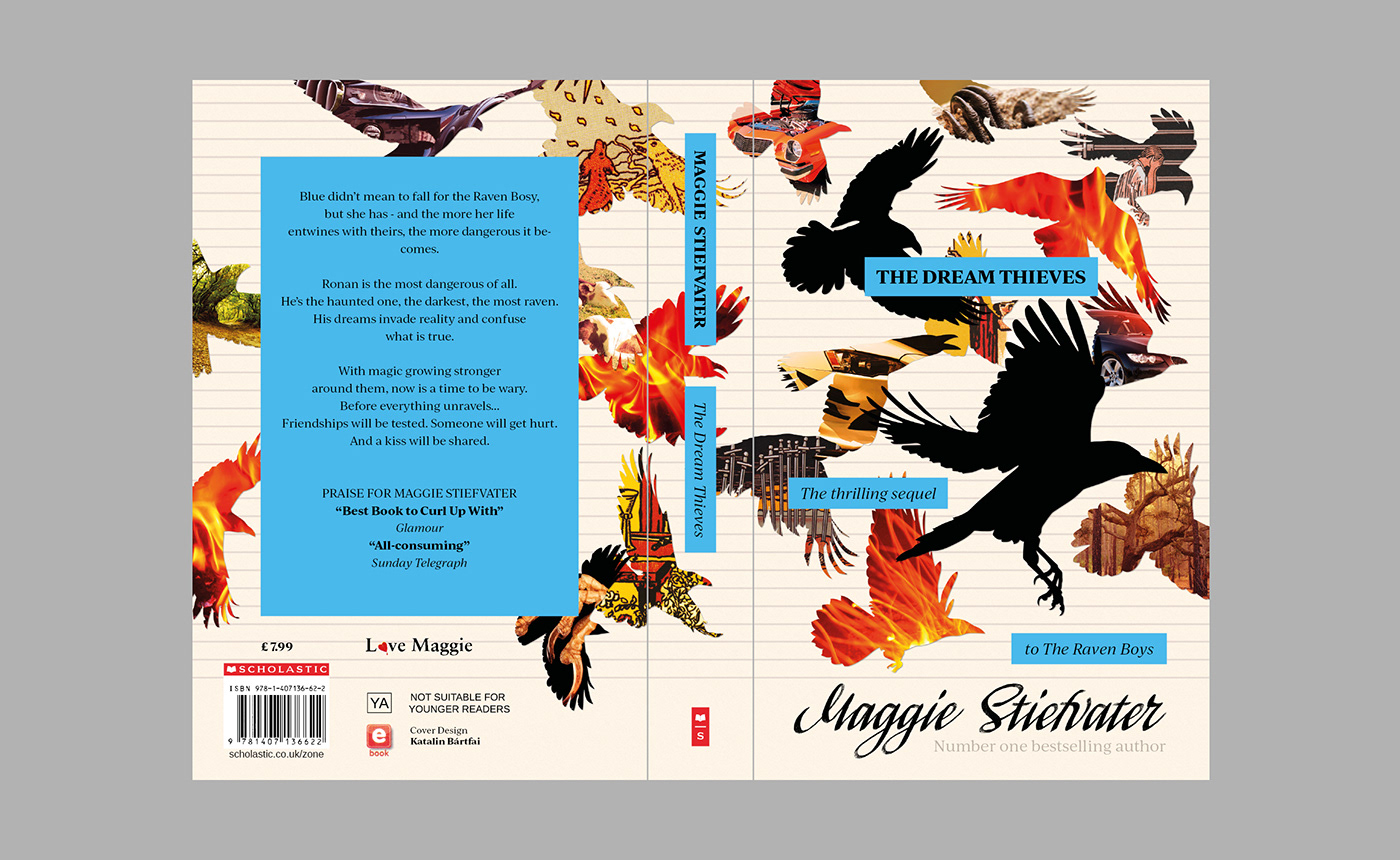 book cover series birds raven collage ya lettering book cover