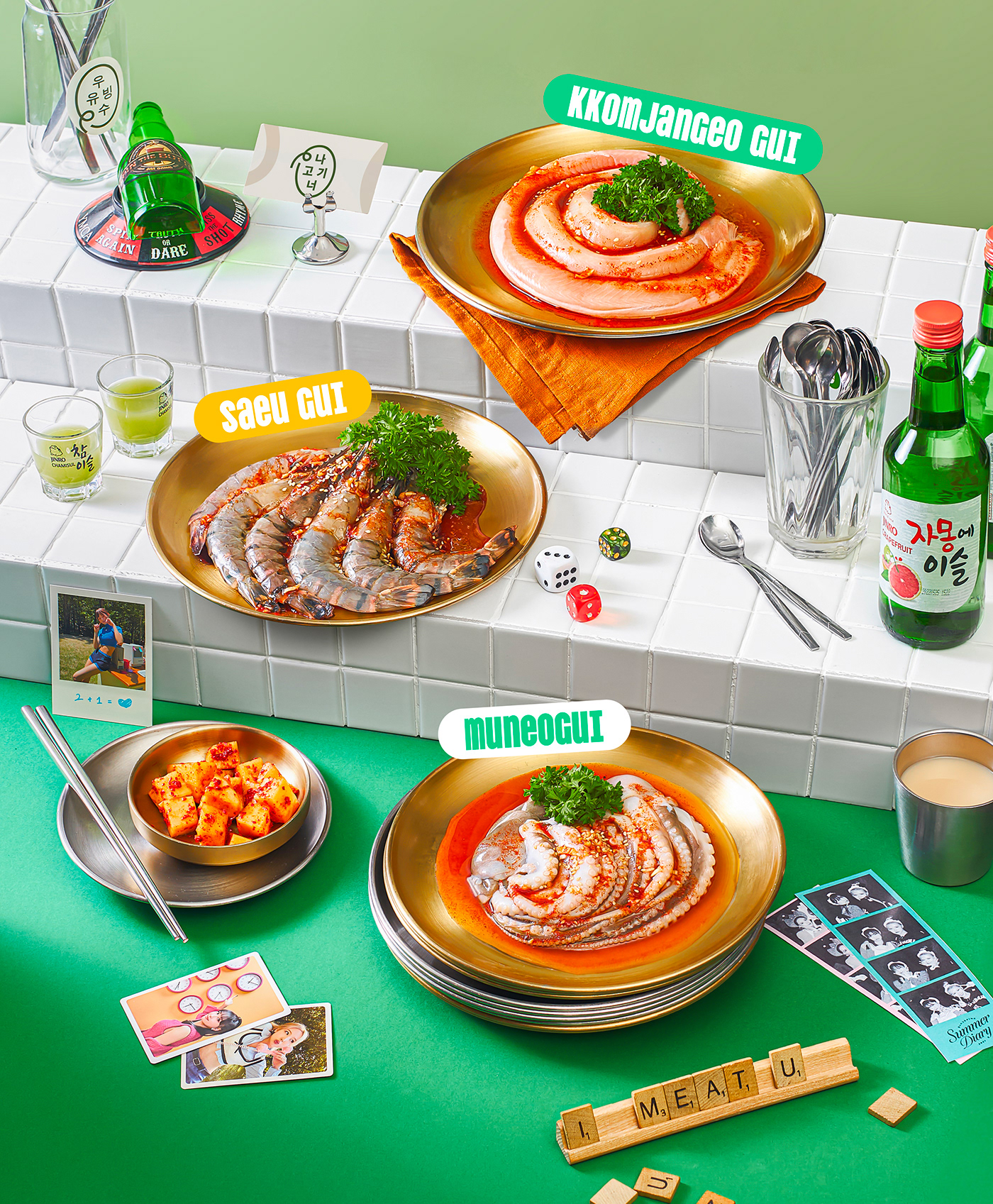 menu restaurant Korean Food BBQ Food  food photography photoshoot soju Korea buffet