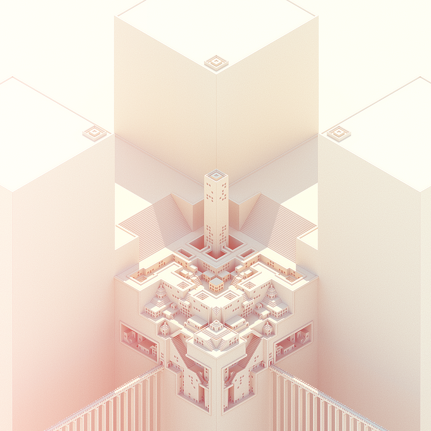 city cube cubic Isometric ISO voxel voxelart Cities ILLUSTRATION  3D