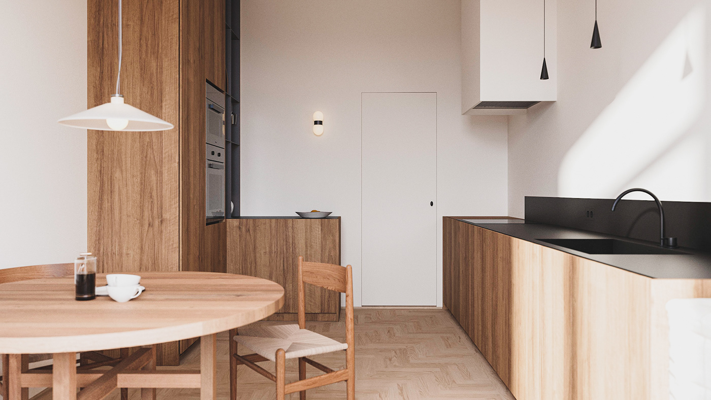 Interior archtecture Render 3ds max Scandinavian nordic Sweden kitchen design