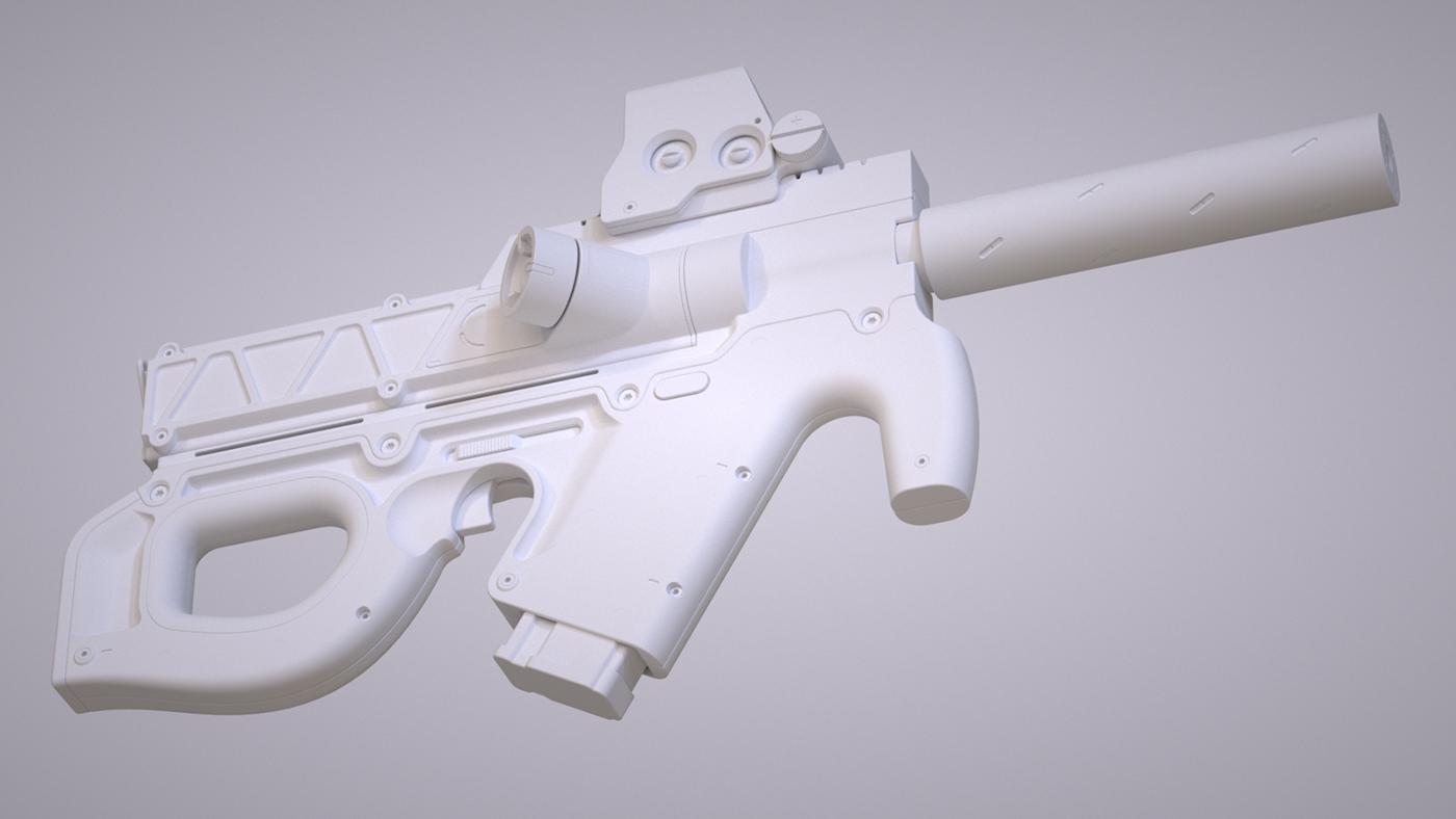 Weapon concept design Scifi HardSurface 3D prop Render octane Fusion360