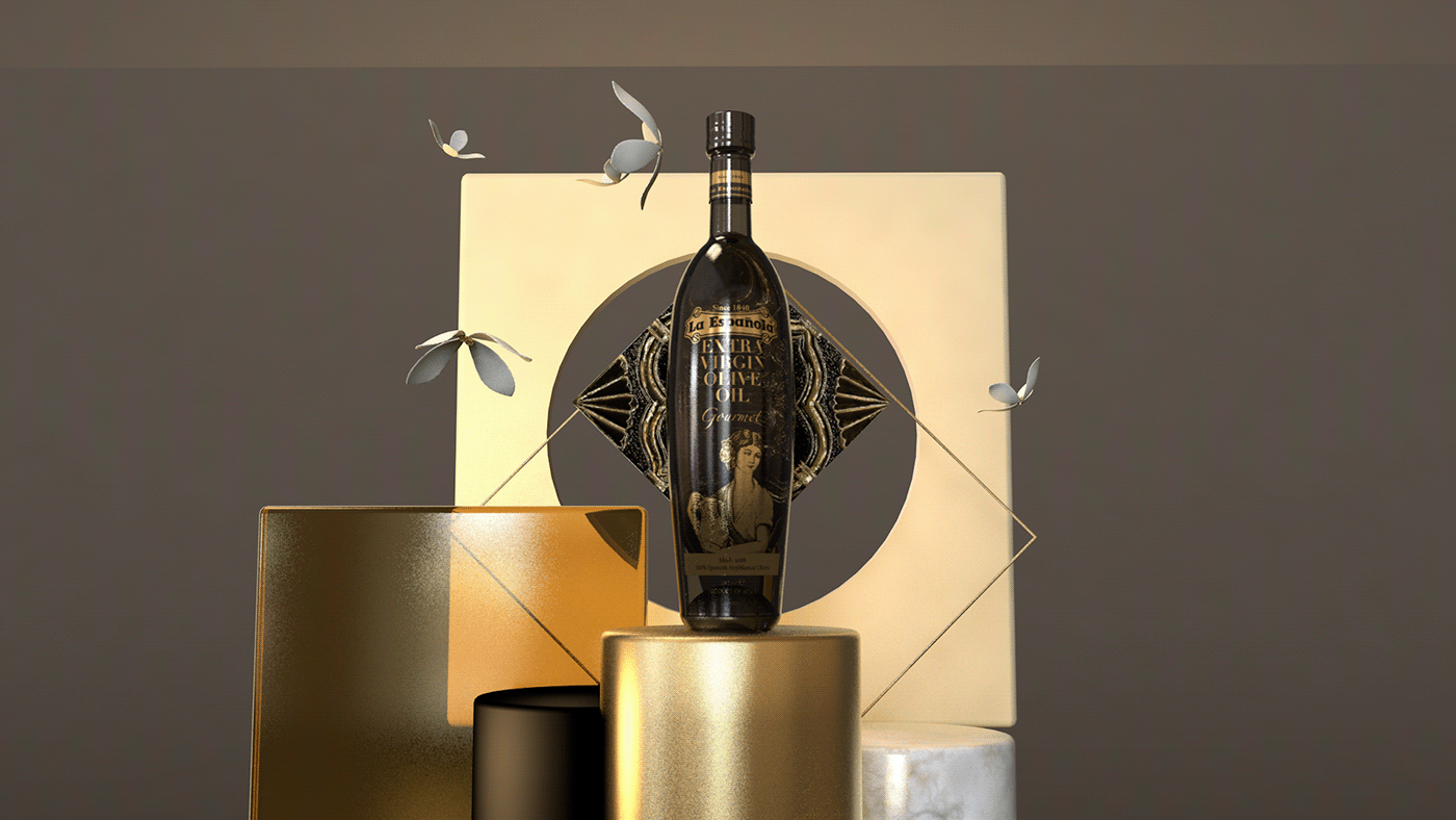 3D 3d modeling 3d motion bottle c4d La Española Olive Oil Packaging spanish still life
