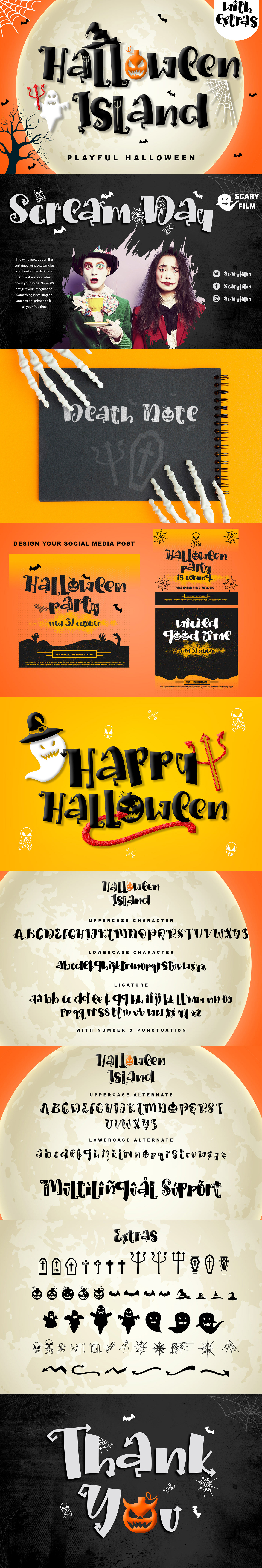 It is a unique and bold lettered handmade font that will help you creative Halloween-themed ideas.