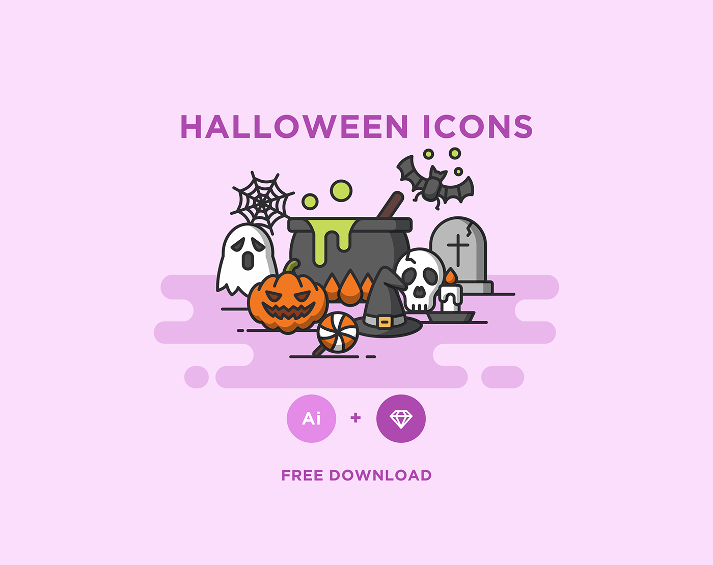 free icons free download icon flat  Halloween free icon zombie witch pumpkin