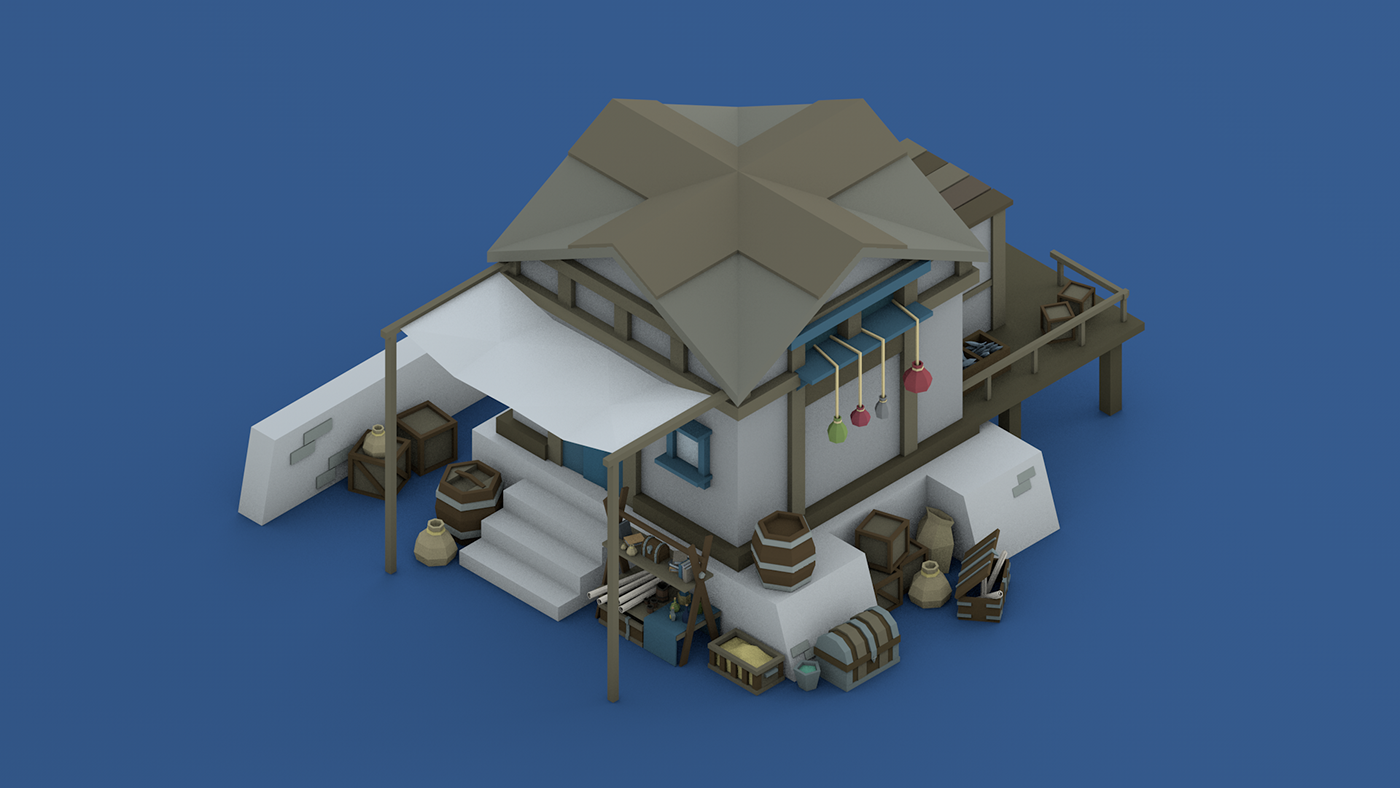 lowpoly pirates pirate asset 3D houses Nature ships black flag Low Poly