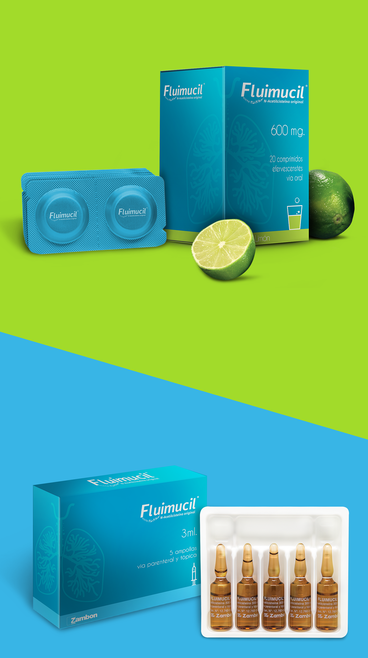 branding  Packaging Ecuador fluimucil medicine design orange lemon medicina logo