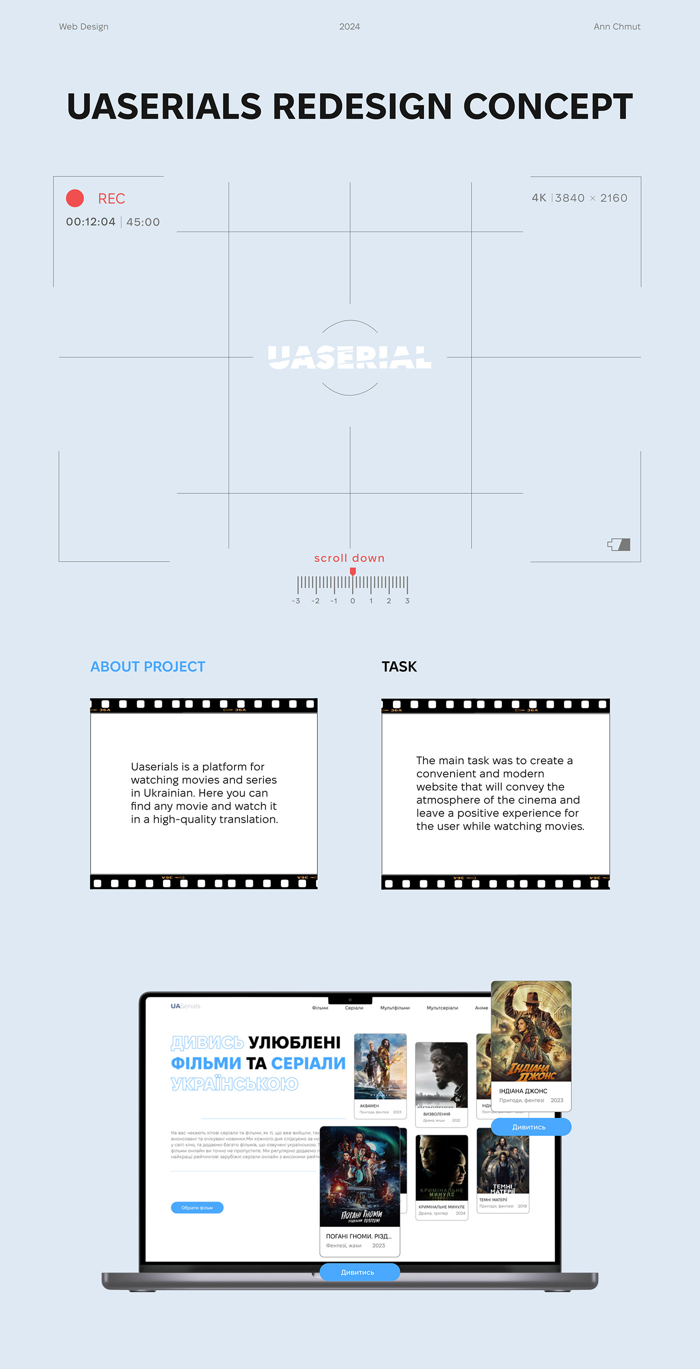 design Web Design  Website UI/UX Figma landing page films movie Cinema Website Design
