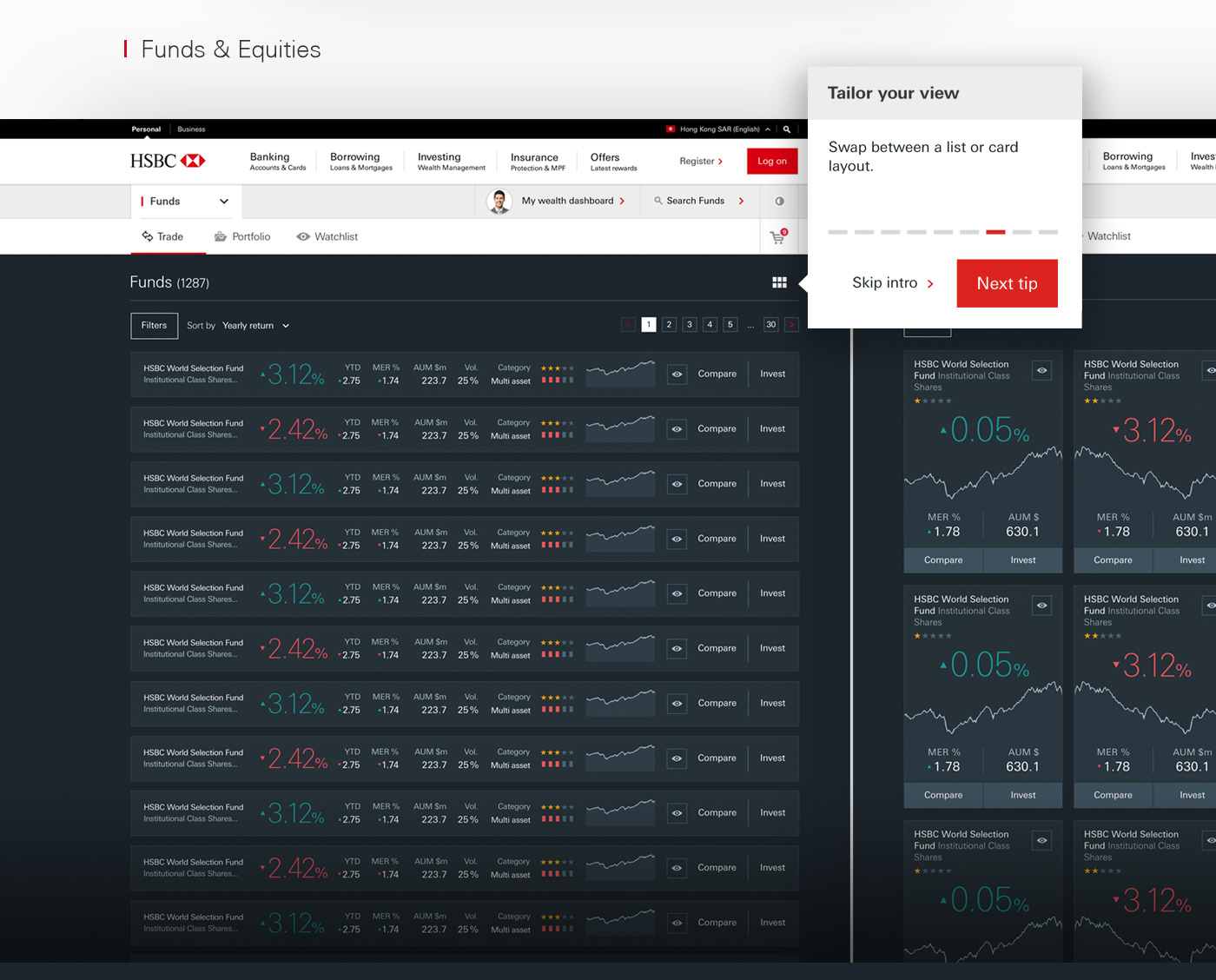 HSBC banking Investment data visualisation Graphs trading clean infographics White finance