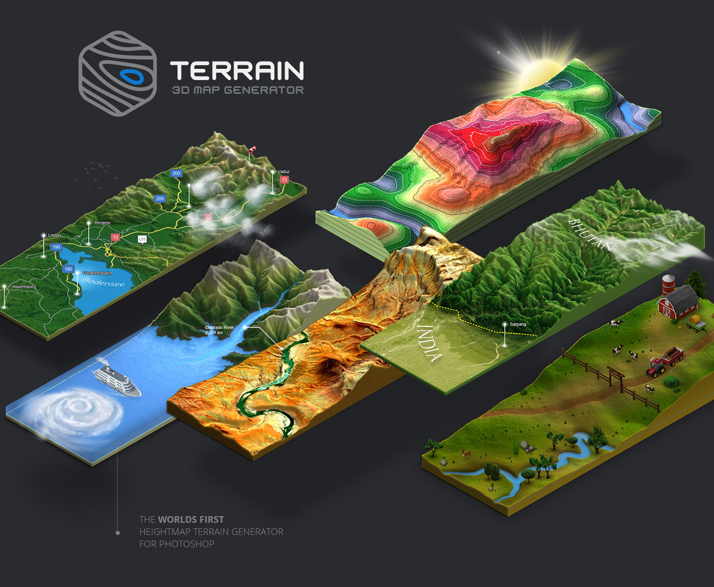 contour lines creator plugin maker heightmap topography Geography Isometric Icon infographic