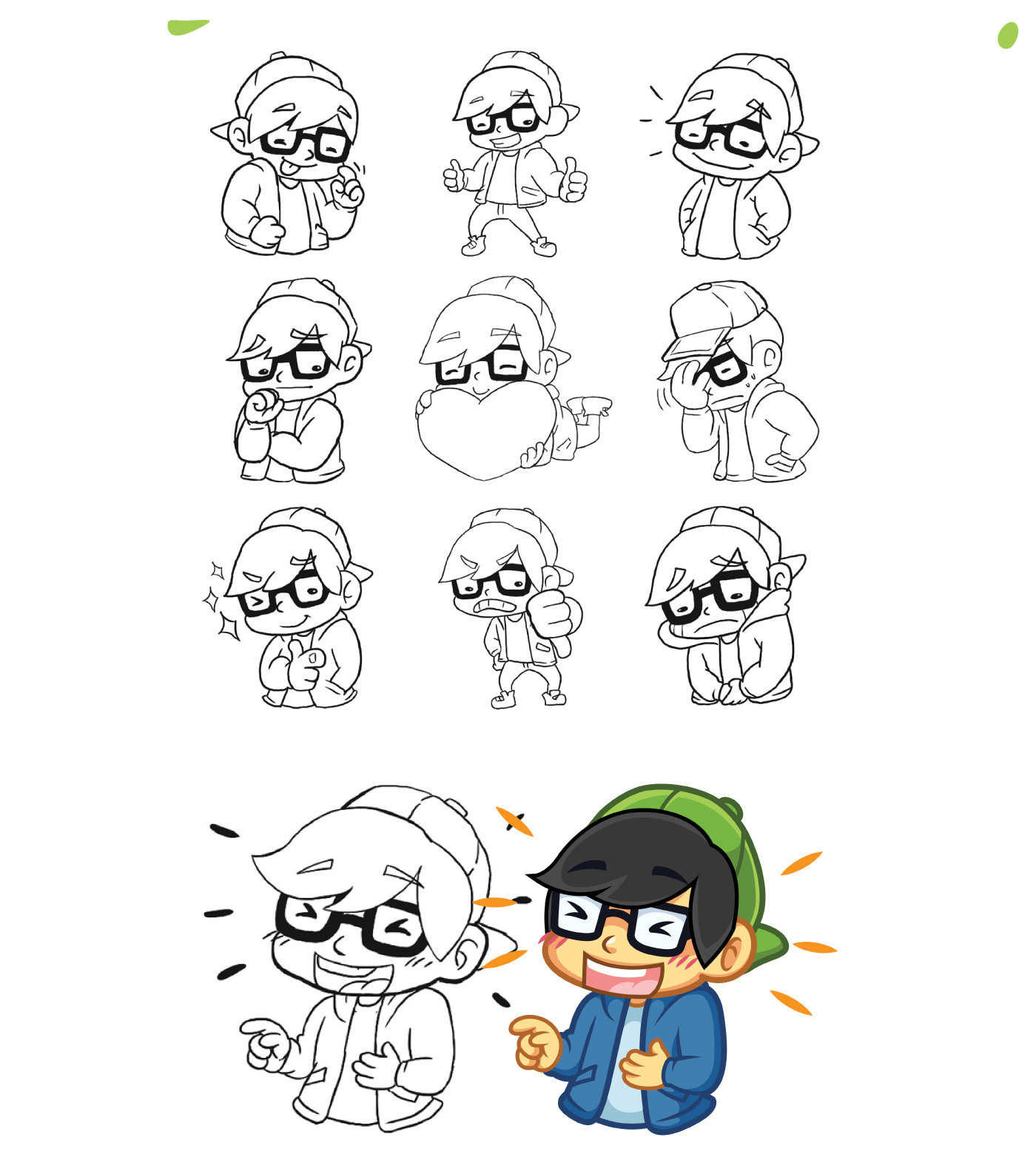 stickers askfm line KakaoTalk messenger Mascot Geek Guy glasses expressions cartoon