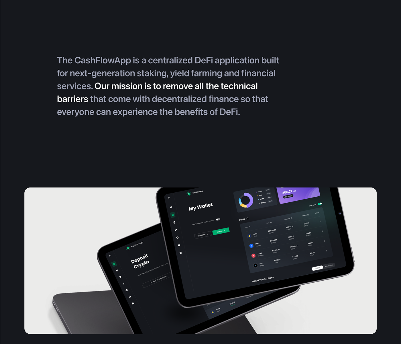 blockchain crypto dashboard landing page cryptocurrency defi ui ux fintech app Web Design  EXPERIENCED DESIGN (XD)