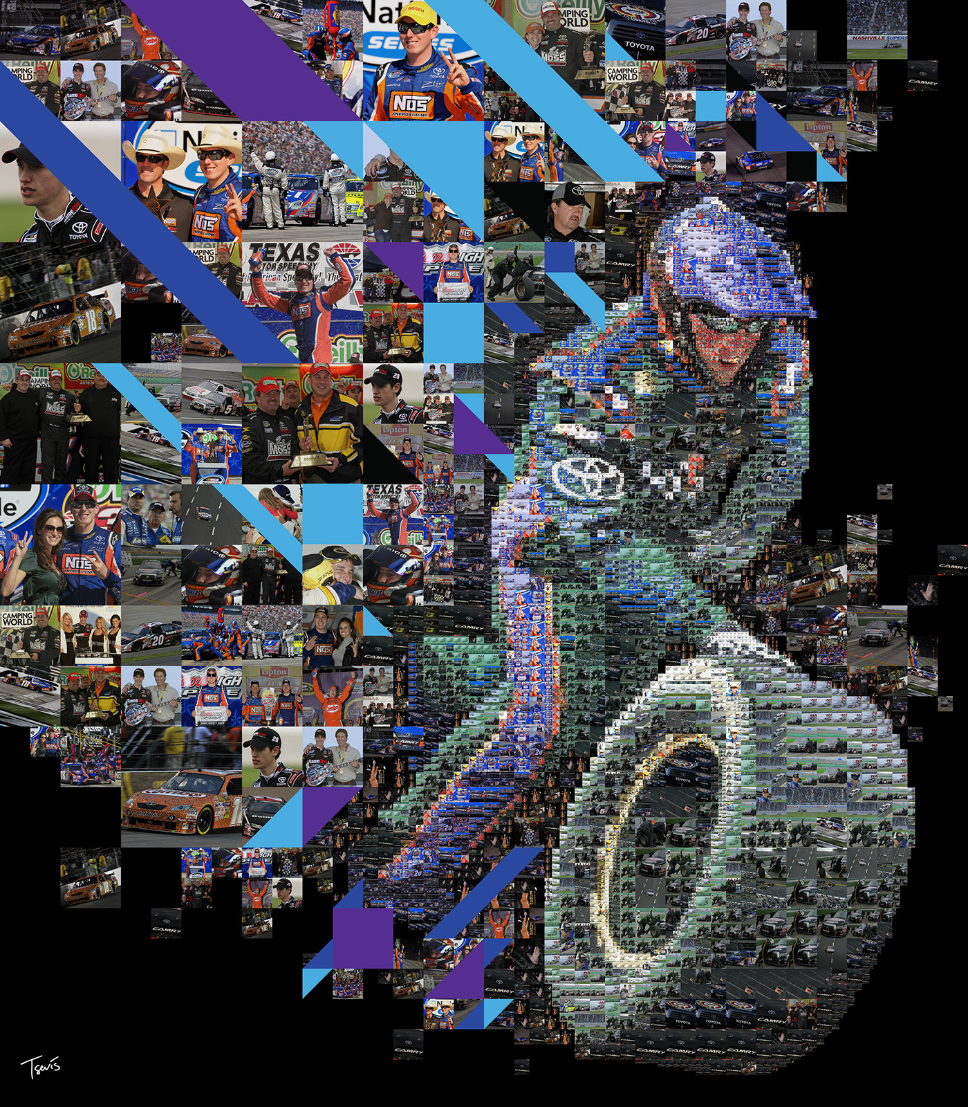 photomosaic visual design NASCAR advertisement Racing motor sports toyota Kyle Busch Camry tsevis image mosaic mozaix gestalt