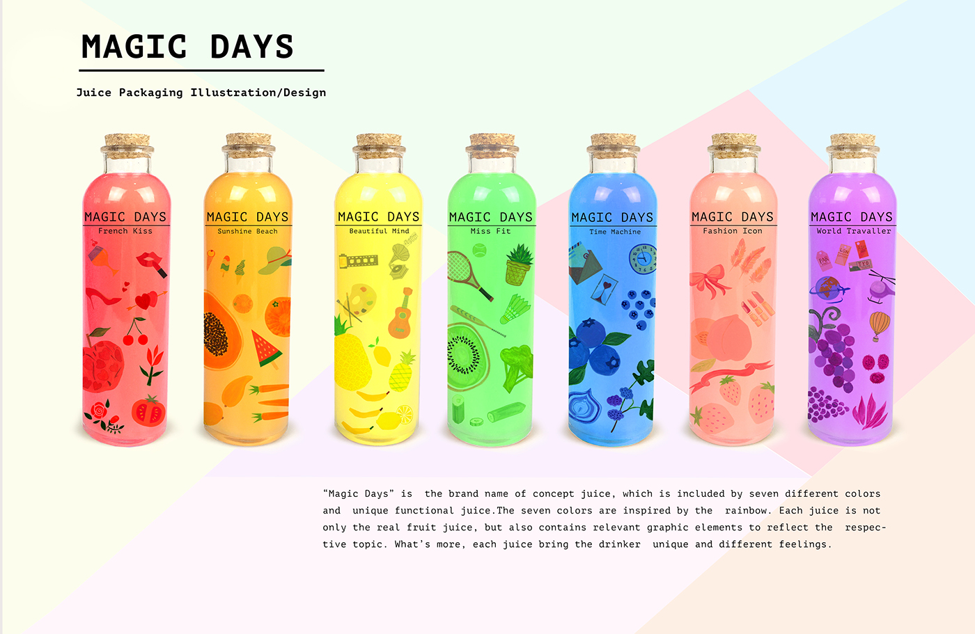 juice packaging design branding  ILLUSTRATION  colorful