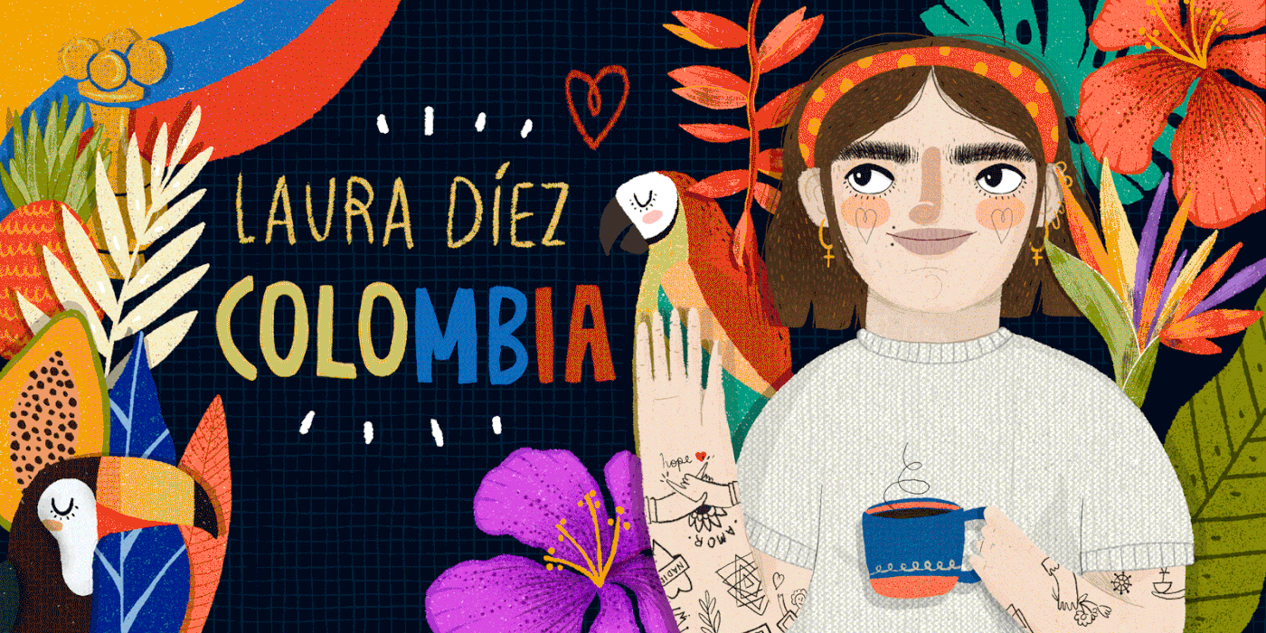 colombia design Drawing  Flowers gif girl ILLUSTRATION  macaw South America Tropical