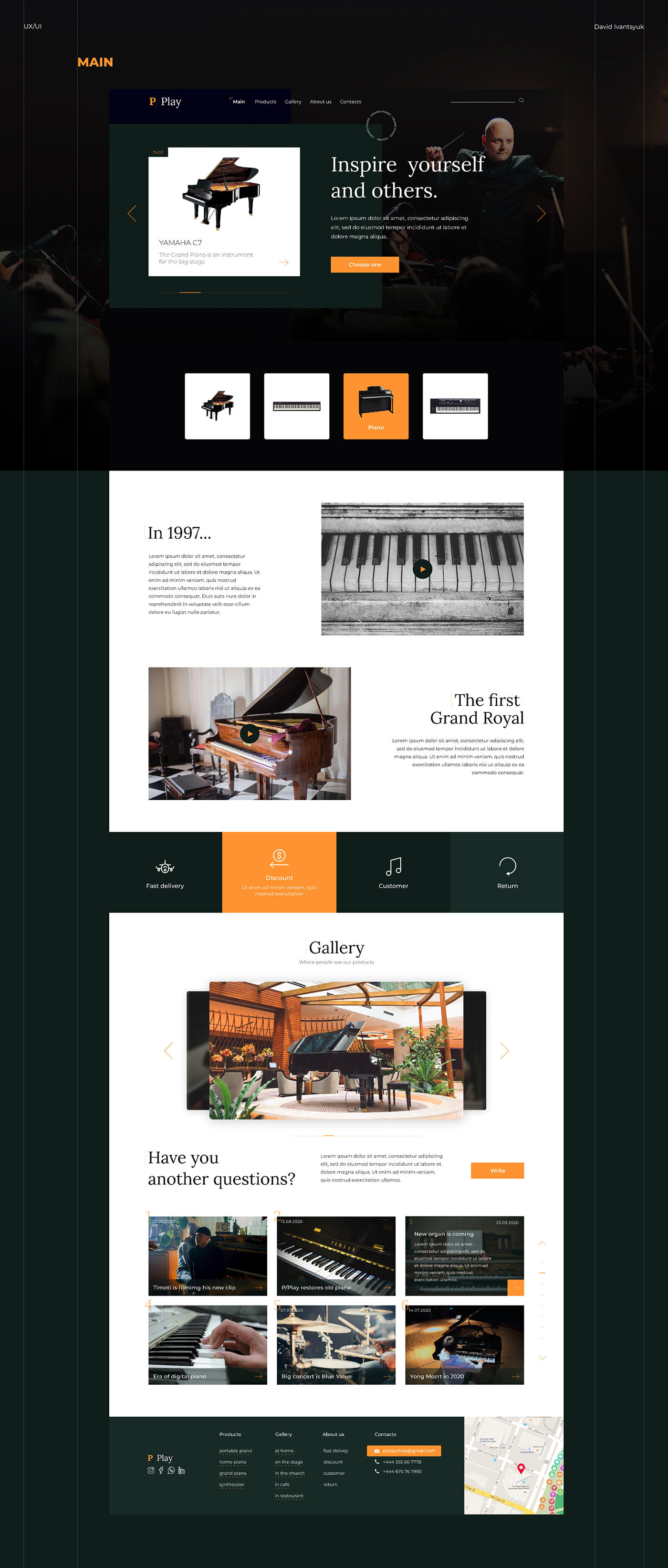 e-commerce Musicstore Piano ux/ui Webdesign