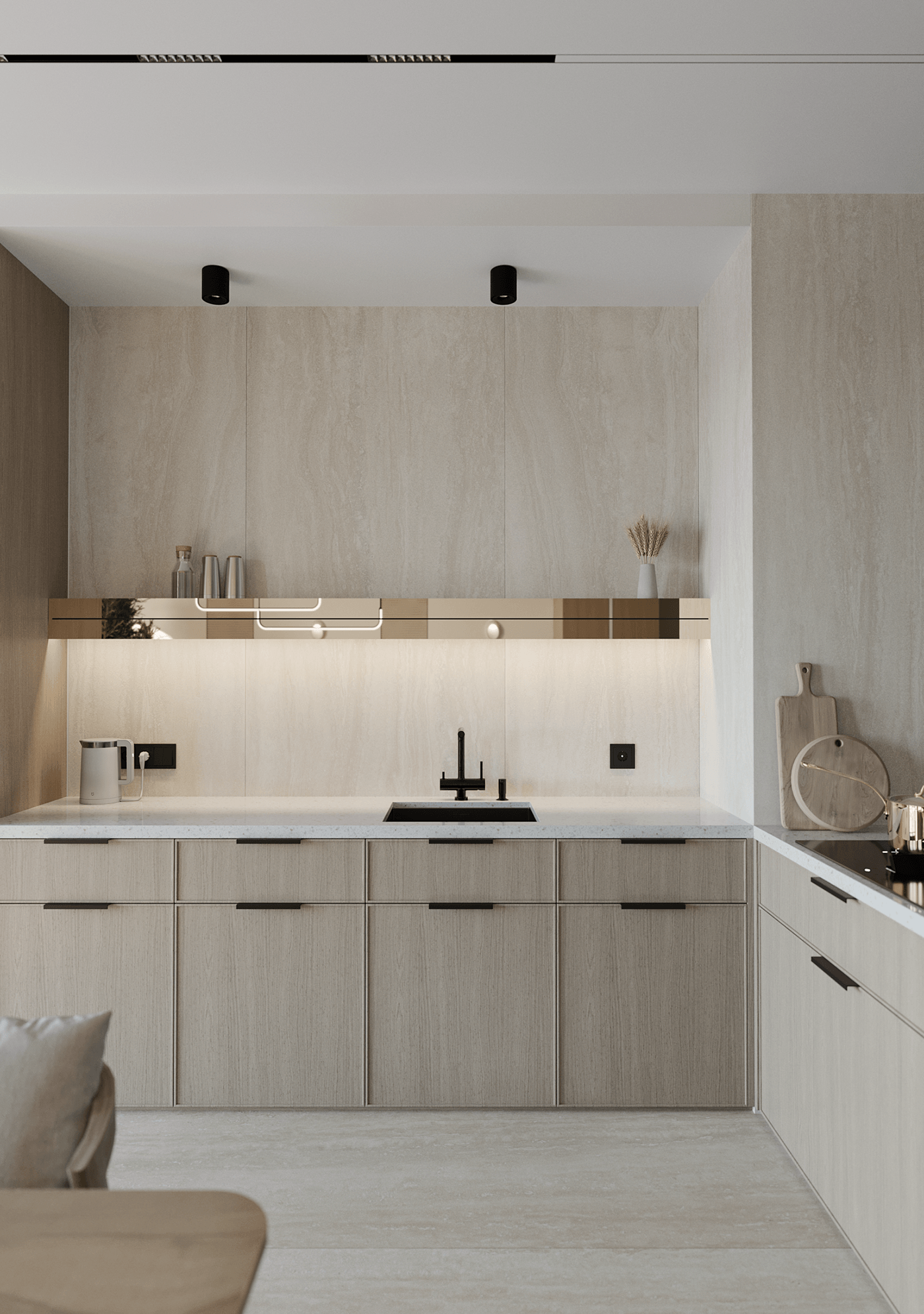 interiordesign visualization modern corona Render interior design  contemporary Interior kitchen naturalmaterials