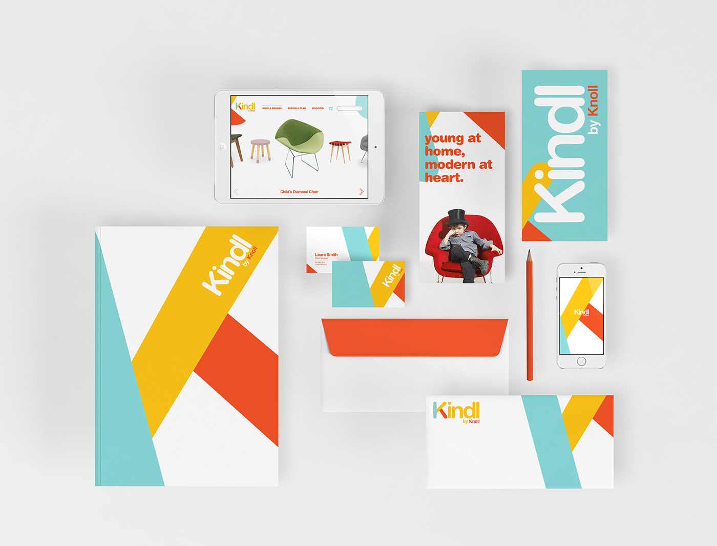 modern kids children furniture Rebrand branding  Fun Packaging knoll adobeawards