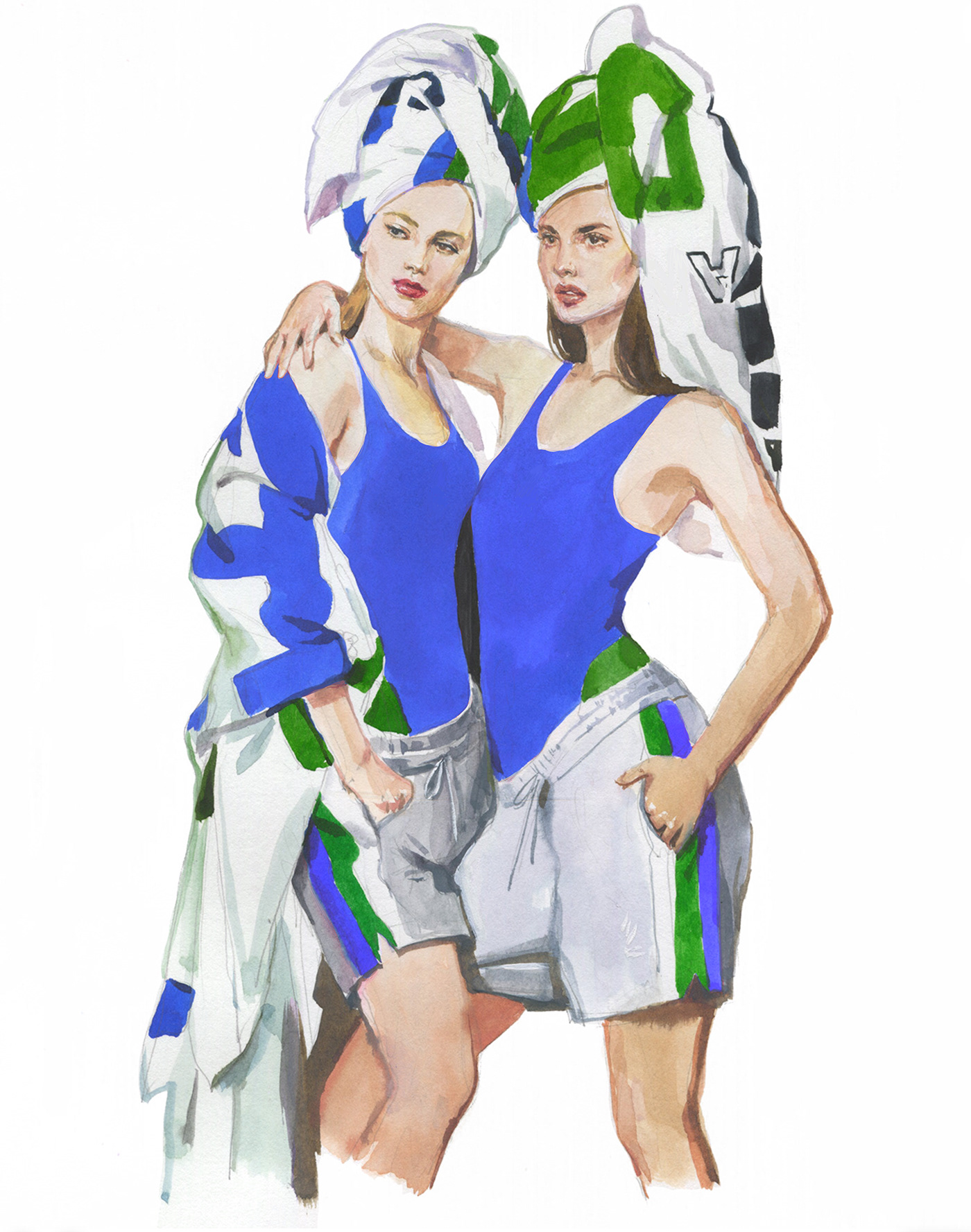digital digital illustration Fashion  fashion illustration ILLUSTRATION  model sport watercolour