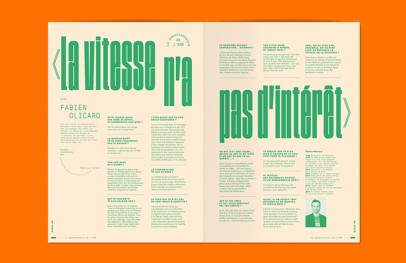 L'adn brain Violaine & Jeremy orange editorial graphic design  typography   Art Direction. arnaud deroudilhe font