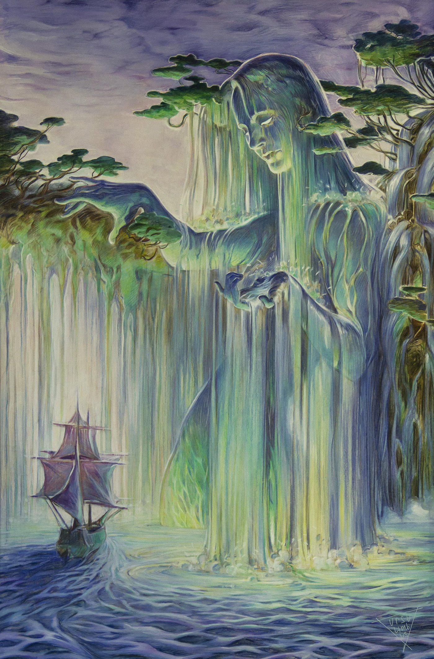иллюстрация модерн эстетика акварель графика стихии цветы девушки вода земля огонь рыцарь сказки воздух изгибы линии   образы океан русалки фэнтези