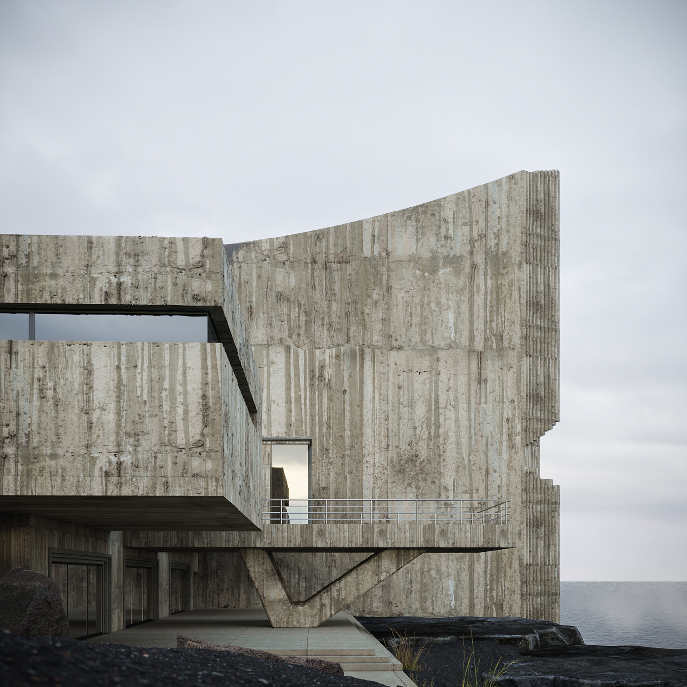 architecture beach brutal concrete Interior narrative Render rough skeptic visual