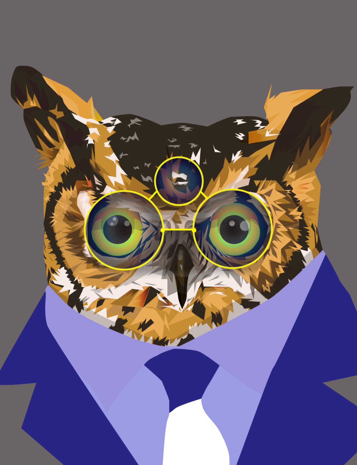 Pen tool Illustrator ILLUSTRATION  adobe owls glasses Triclops