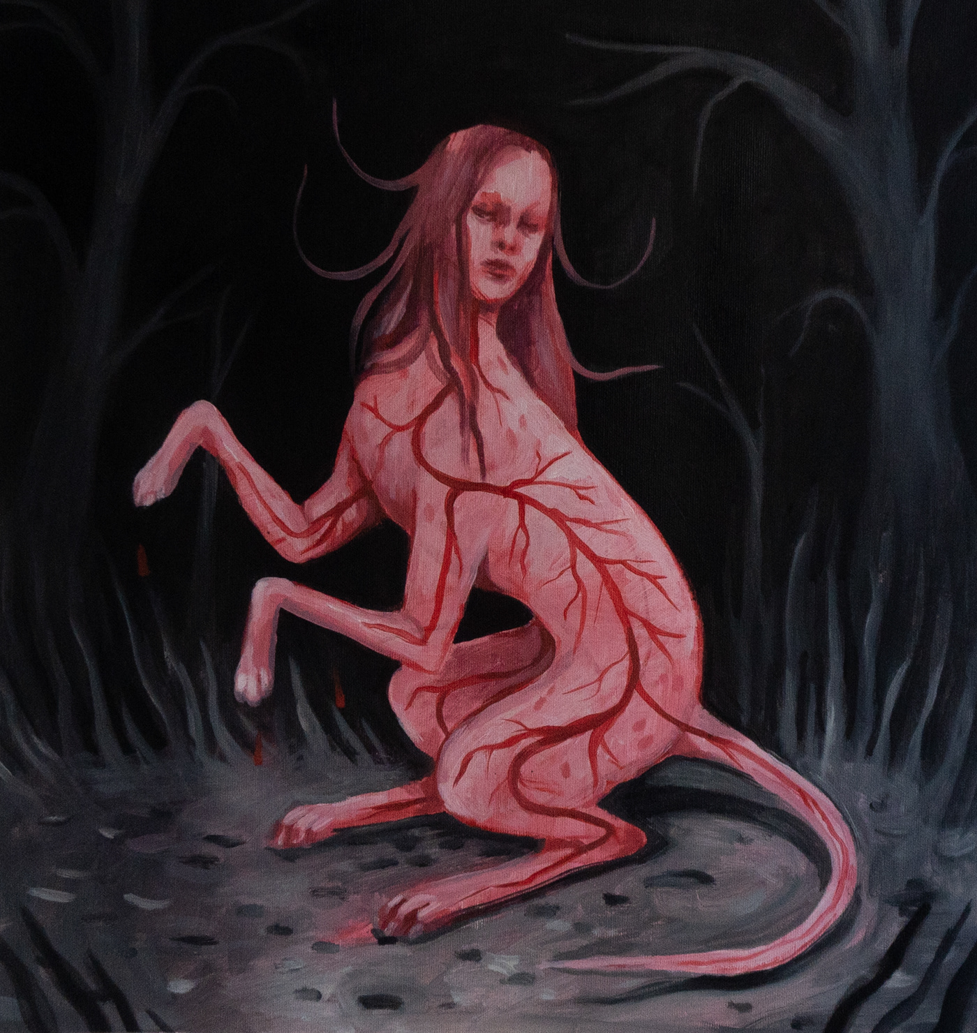 art Oil Painting oil on canvas Horror Art horror sphynx
