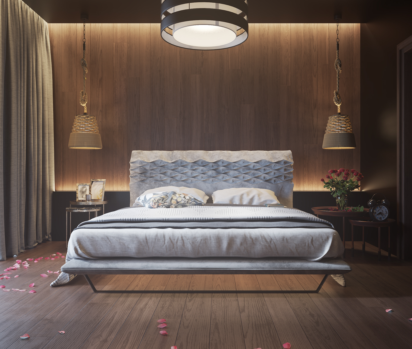 black Render material bedrrom light brown wood Tree  vray chaos_group Autodesk 3D 3d_max