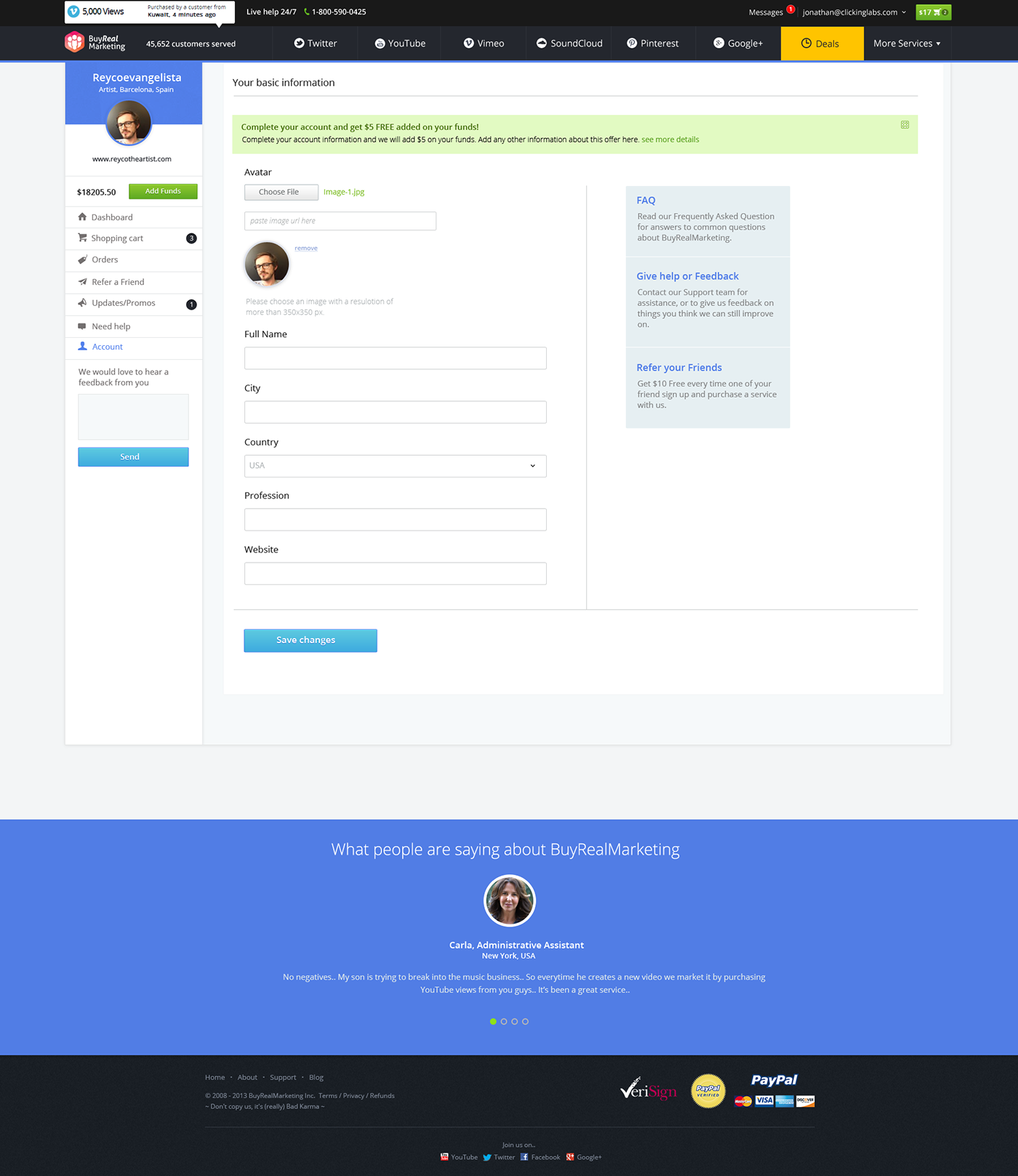 clean ux dashboard profile simple blue portal social marketing  