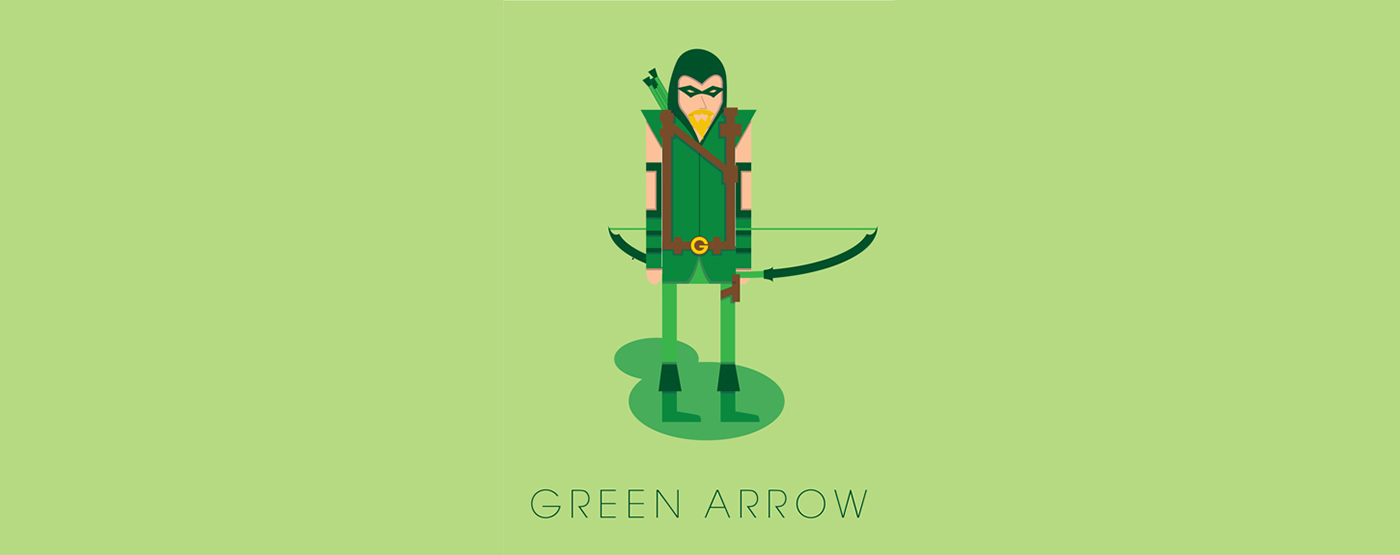 Dc Comics Minimalist illustrations Green Arrow arrow superman batman wonder woman Green Lantern The Flash robin Deathstroke harley quinn joker nightwing two face