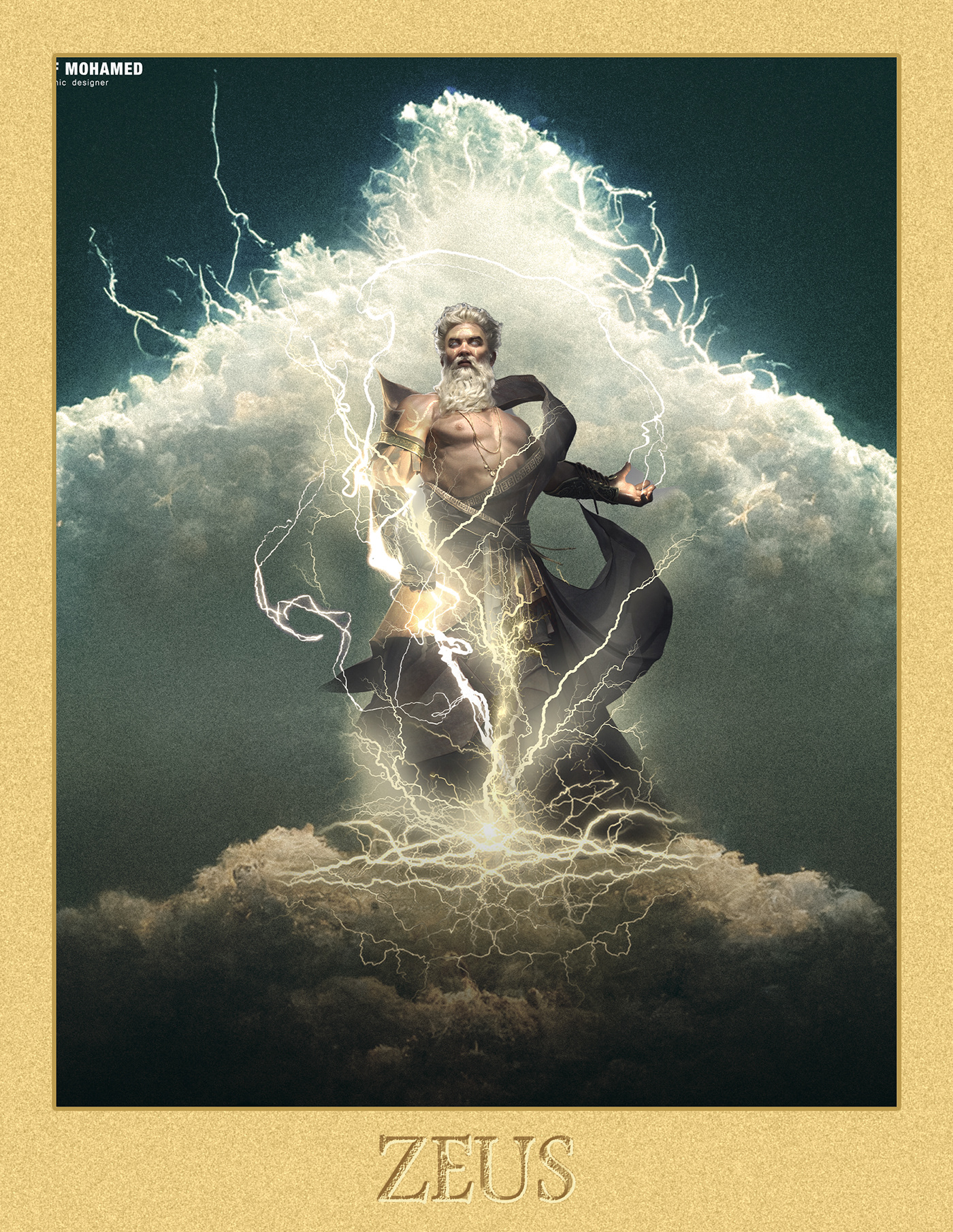 Digital Art  digital illustration ILLUSTRATION  mythology poster zeus