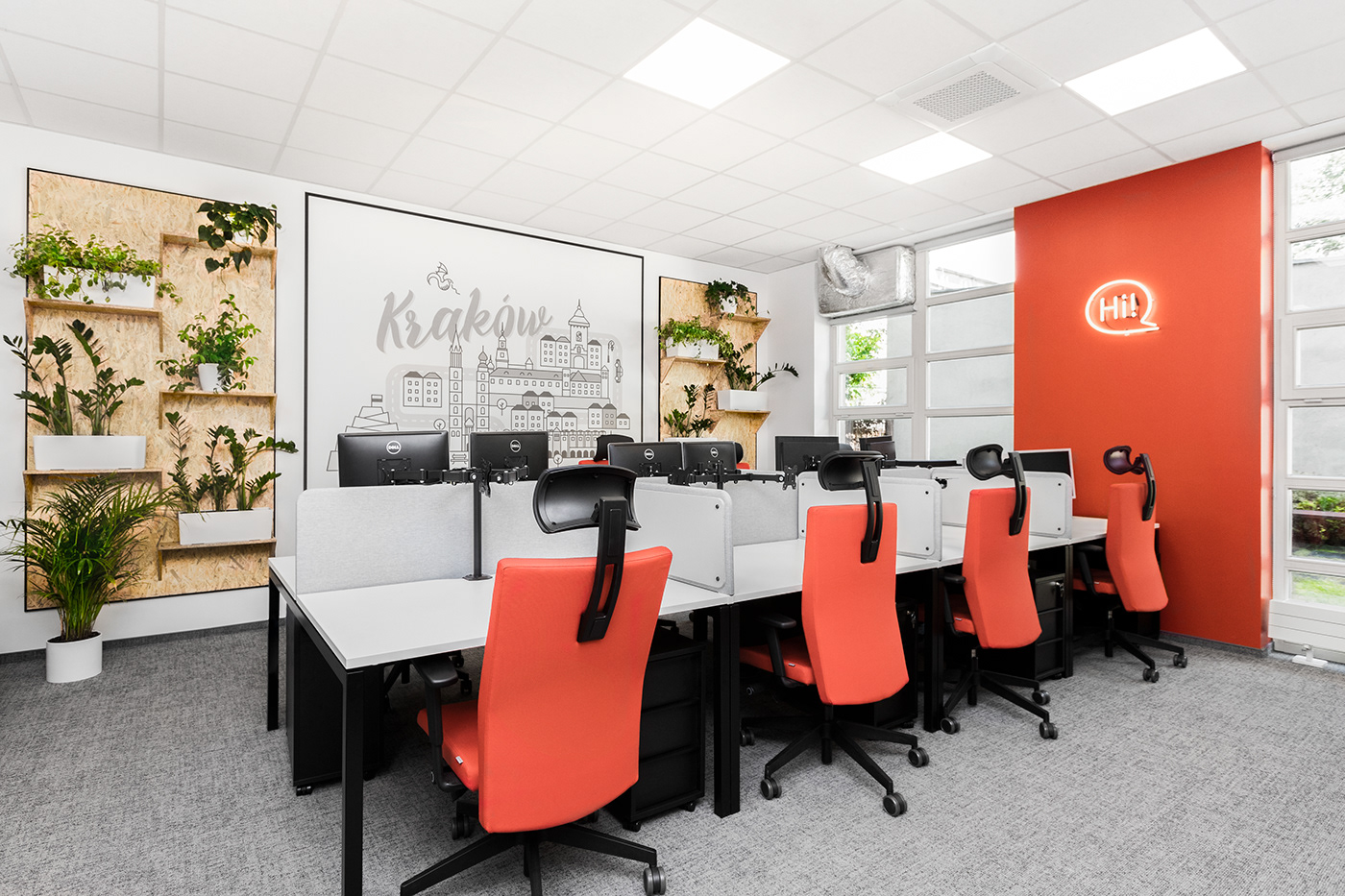 commercial design design Interior interior design  krakow Office Design officefit-out redcolor wallpaper workspace