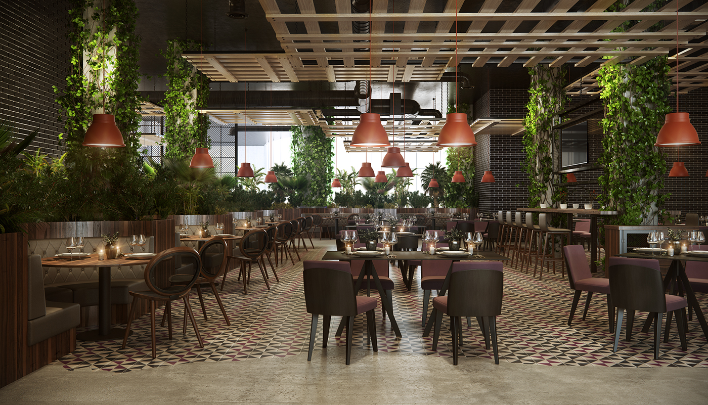 3d Visualisation Render interior design  Bar Design architect CGI 3D Modelling Virtual reality VisEngine restaurant design
