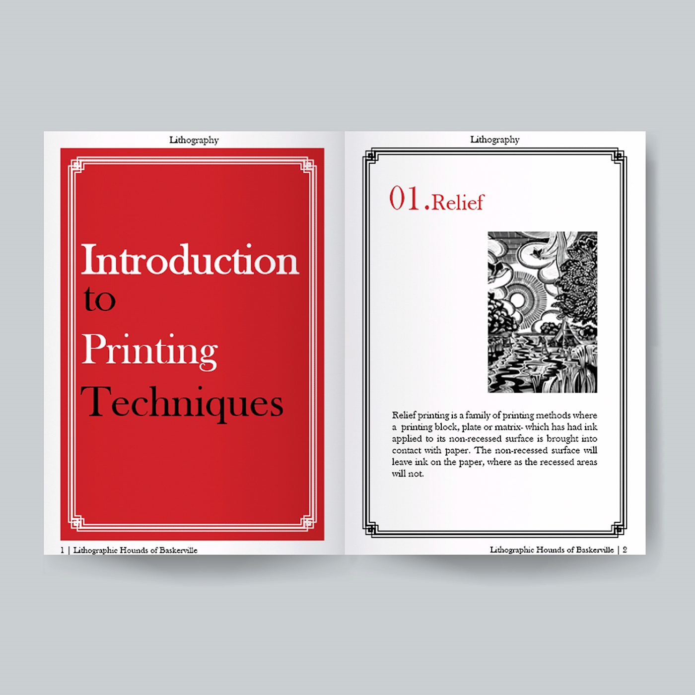 Baskerville Booklet ink Layout lithography print printmaking publication publication design