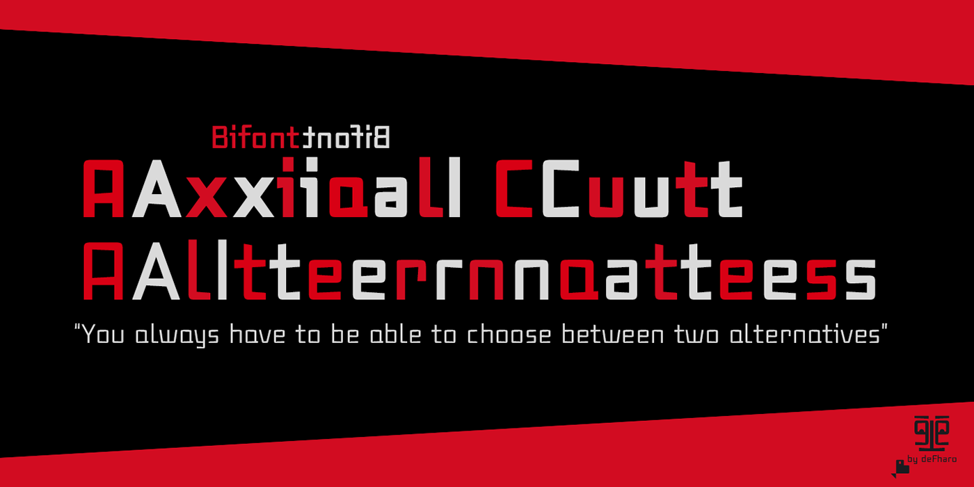Axial Cut Techno Typefaces w/alternates