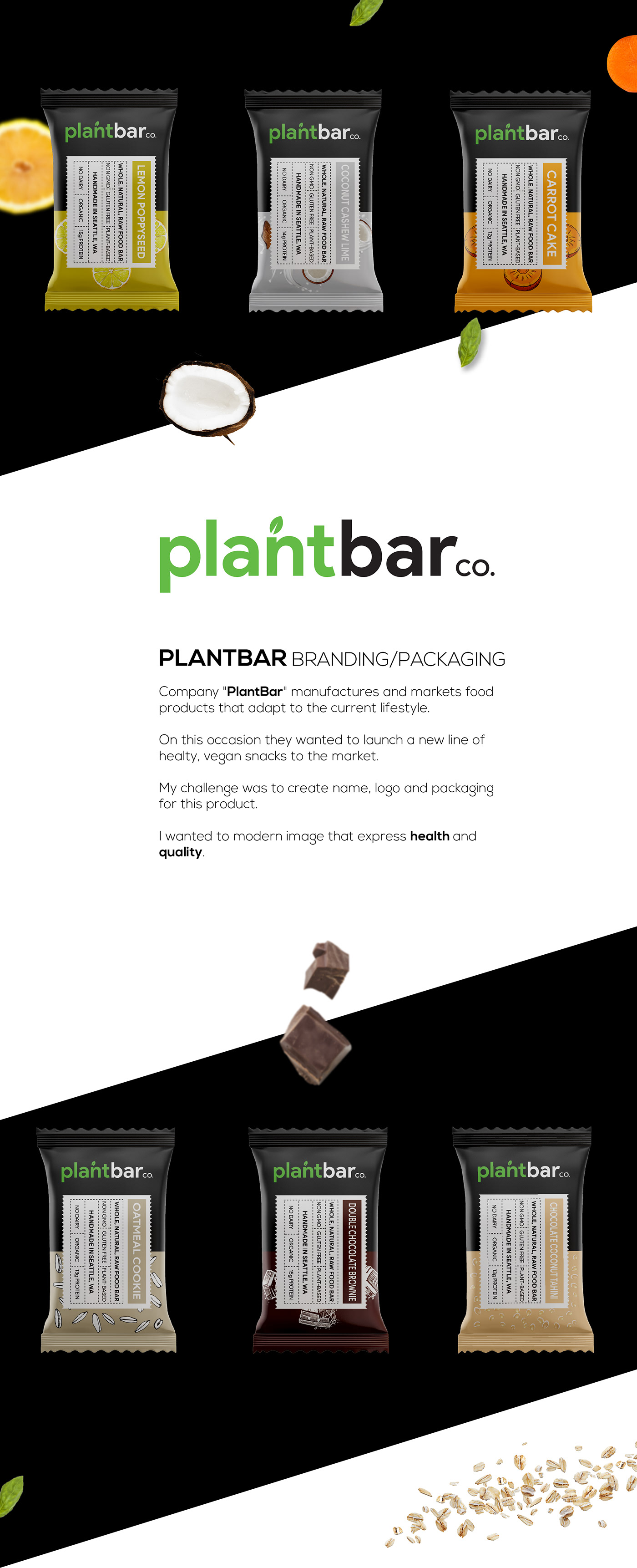 bar branding  Food  healty Packaging plantbar snack vegan
