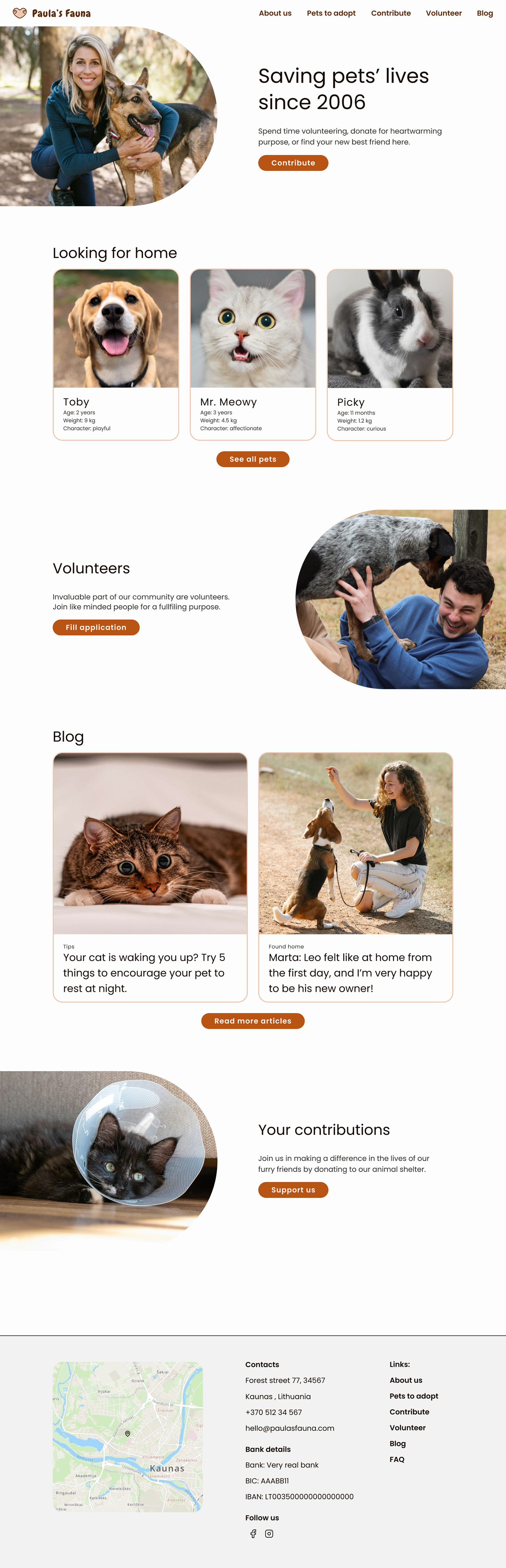 animal shelter nonprofit Website ux figma design Lnading page