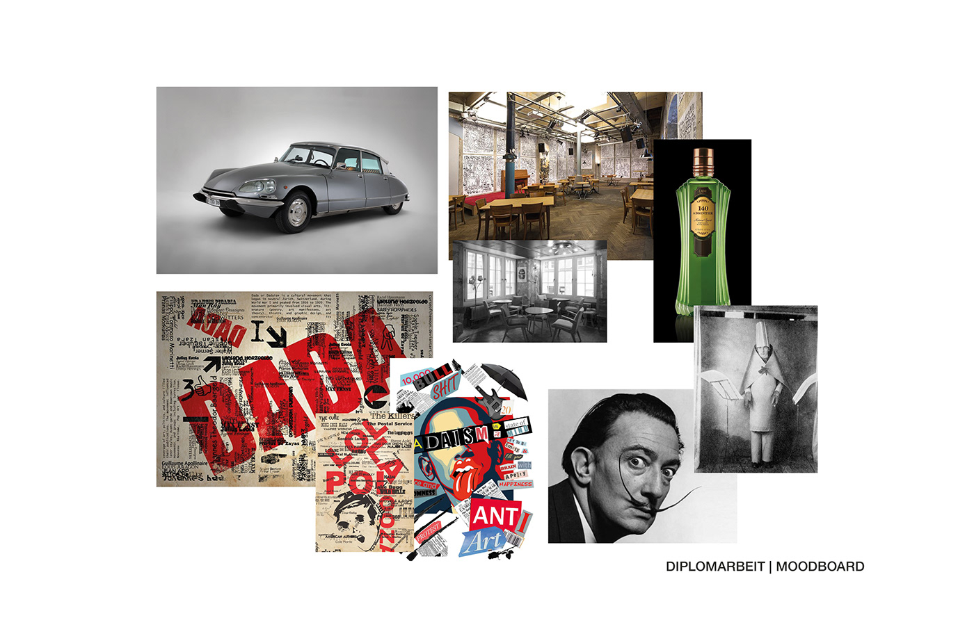 artistic Cosmopolitan dadaism restaurant collage Corporate Design bohemian