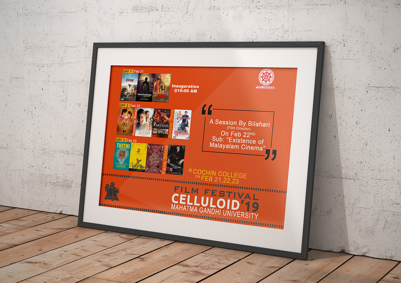 celluloid festival poster Graphic Designer kerala Kottayam mahathma gandhi mgu poster