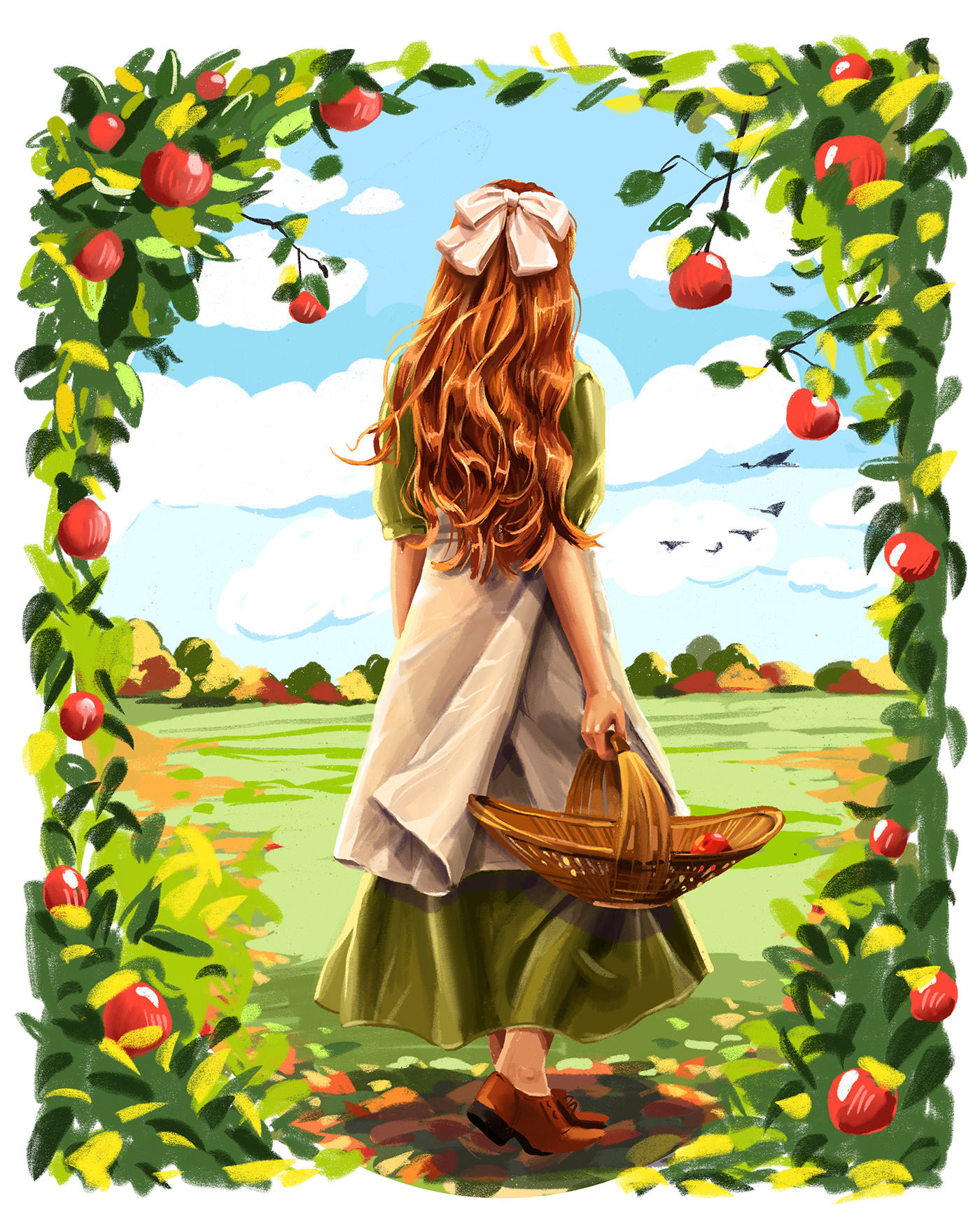 apple autumn girl orchard