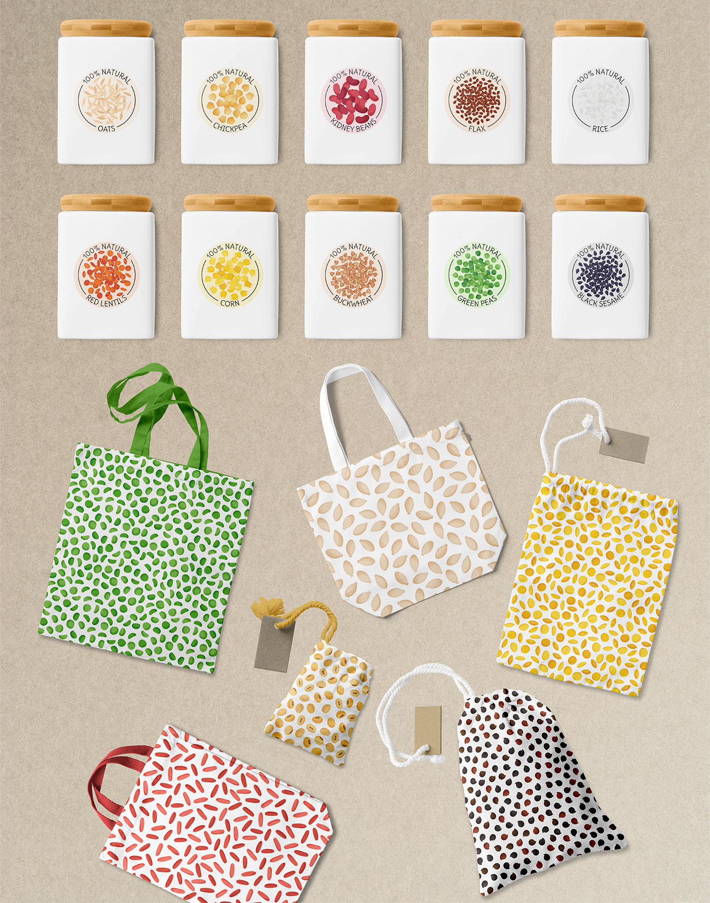 Cereal design Food  illustarion jar kitchen pattern seed sticker vector
